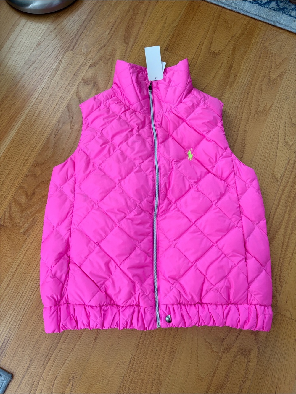 Polo Ralph Lauren full zip down vest size medium NWT neon fuchsia